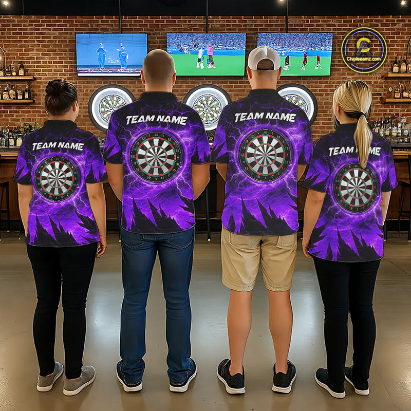 Personalized Purple Darts Polo & 1/4 Zip For Men Custom Thunder Lightning Darts Team Jersey TDM6218