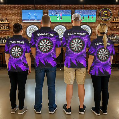 Personalized Purple Darts Polo & 1/4 Zip For Men Custom Thunder Lightning Darts Team Jersey TDM6218