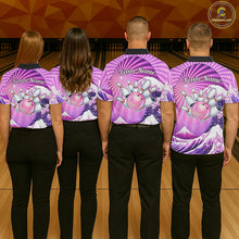 Load image into Gallery viewer, Pink And Purple Funny Waves Ocean Bowling Shirt For Women Custom Bowling Jersey Polo &amp; 1/4 Zip TDM6224