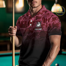 Load image into Gallery viewer, Black And Red Camo US Flag 8 Ball Billiard Shirt For Men Custom Pool Team Jersey Polo &amp; 1/4 Zip TDM5994