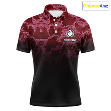 Load image into Gallery viewer, Black And Red Camo US Flag 8 Ball Billiard Shirt For Men Custom Pool Team Jersey Polo &amp; 1/4 Zip TDM5994