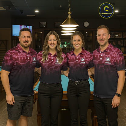 Black And Red Camo US Flag 8 Ball Billiard Shirt For Men Custom Pool Team Jersey Polo & 1/4 Zip TDM5994
