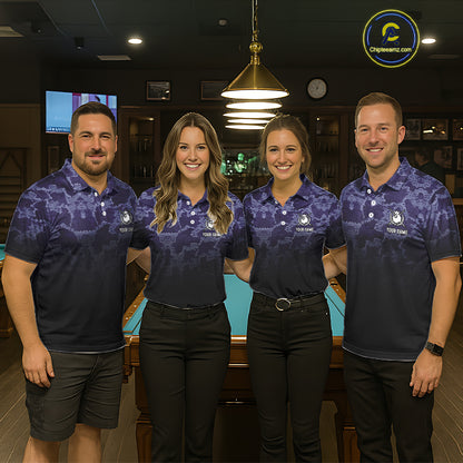 Black And Purple Camo US Flag 8 Ball Billiard Shirt For Men Custom Pool Team Jersey Polo & 1/4 Zip TDM5995