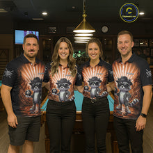 Load image into Gallery viewer, Funny Raccoon 8 Ball Billiard Shirt For Men Custom Orange Graffiti Pool Jersey Team Polo &amp; 1/4 Zip TDM5999