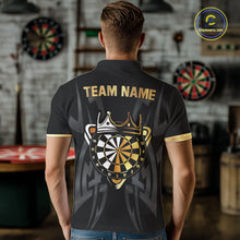 Load image into Gallery viewer, Black And Gold Dartboard Crown Dart Shirts For Men Custom Tribal Dart Jersey Team Polo &amp; 1/4 Zip TDM6228