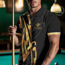 Load image into Gallery viewer, Black And Gold 8 Ball Crown Billiard Shirts For Men Custom Tribal Pool Team Jersey Polo &amp; 1/4 Zip TDM6229
