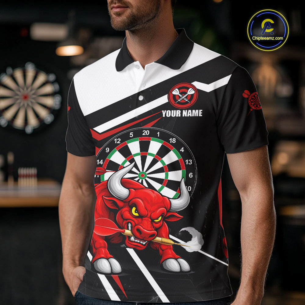 Personalized Bull Darts Jersey For Men Custom Darts Team Shirt Polo & Quarter Zip | Red TDM6236