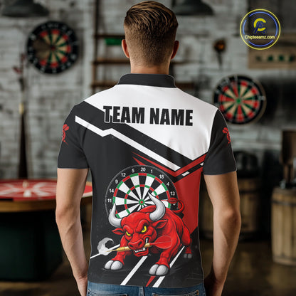 Personalized Bull Darts Jersey For Men Custom Darts Team Shirt Polo & Quarter Zip | Red TDM6236