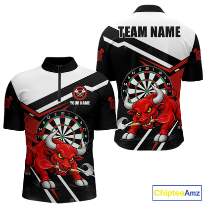 Personalized Bull Darts Jersey For Men Custom Darts Team Shirt Polo & Quarter Zip | Red TDM6236