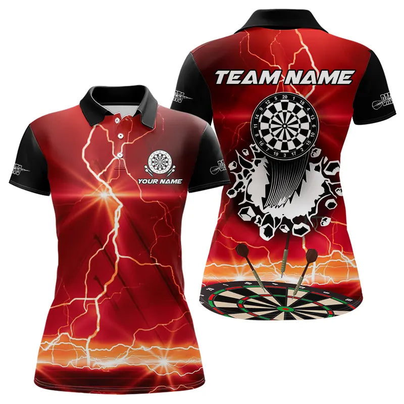 Custom Funny Lightning Dart Shirt With Pocket Option For Women, Darts Jersey TDM3673