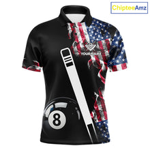 Load image into Gallery viewer, US Flag Smoke 8 Ball Billiard Shirt For Men Custom Patriotic Pool Team Jersey Polo &amp; 1/4 Zip TDM6010