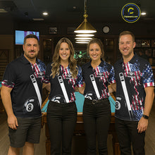 Load image into Gallery viewer, US Flag Smoke 8 Ball Billiard Shirt For Women Custom Patriotic Pool Team Jersey Polo &amp; 1/4 Zip TDM6010