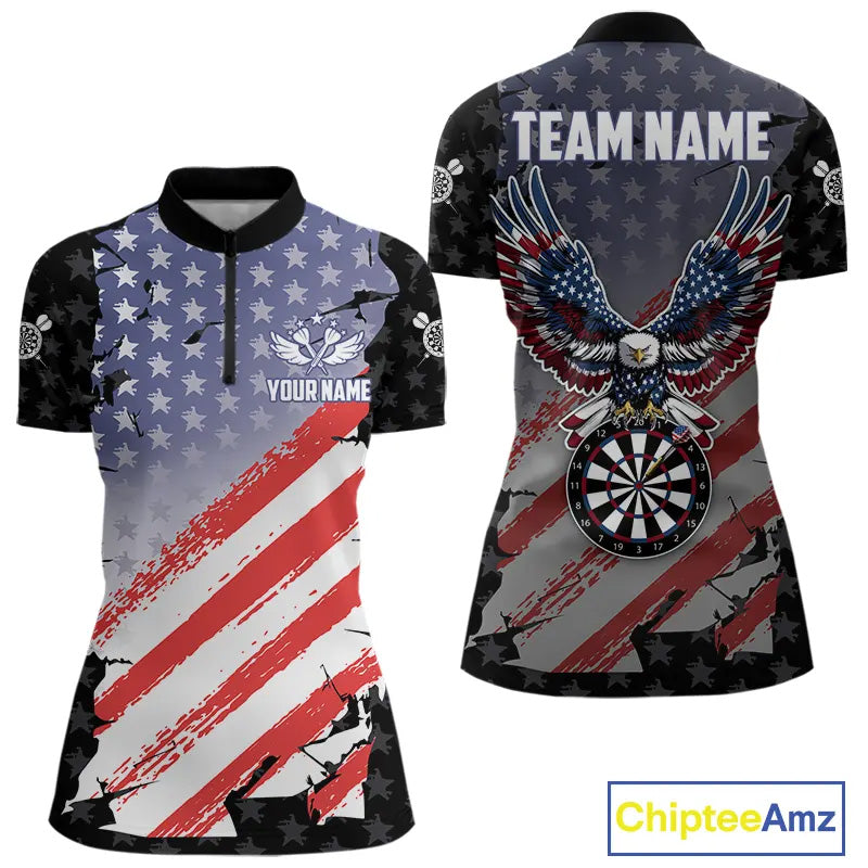 Personalized American Flag Eagle Darts Shirt For Women Custom Patriotic Darts Team Jersey Team  TDM5149