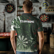Load image into Gallery viewer, Green Geometric Darts Shirt With Pocket Option Custom Men&#39;s Darts Jersey TDM5361
