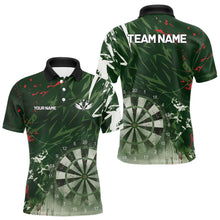 Load image into Gallery viewer, Green Geometric Darts Shirt With Pocket Option Custom Men&#39;s Darts Jersey TDM5361