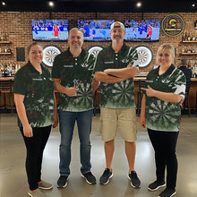 Load image into Gallery viewer, Green Geometric Darts Shirt With Pocket Option Custom Men&#39;s Darts Jersey TDM5361