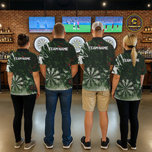 Load image into Gallery viewer, Green Geometric Darts Shirt With Pocket Option Custom Men&#39;s Darts Jersey TDM5361