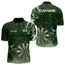 Load image into Gallery viewer, Green Geometric Darts Shirt With Pocket Option Custom Men&#39;s Darts Jersey TDM5361