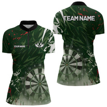 Load image into Gallery viewer, Green Geometric Darts Shirt With Pocket Option Custom Women&#39;s Darts Jersey TDM5361