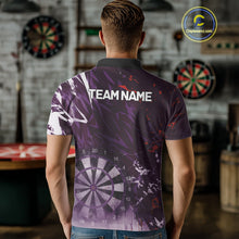 Load image into Gallery viewer, Purple Geometric Darts Shirt With Pocket Option Custom Men&#39;s Darts Jersey TDM5362