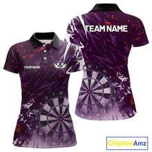 Load image into Gallery viewer, Purple Geometric Darts Shirt With Pocket Option Custom Women&#39;s Darts Jersey TDM5362