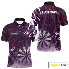 Load image into Gallery viewer, Purple Geometric Darts Shirt With Pocket Option Custom Men&#39;s Darts Jersey TDM5362