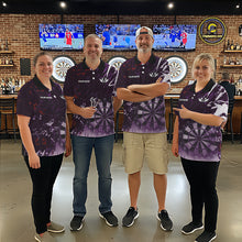 Load image into Gallery viewer, Purple Geometric Darts Shirt With Pocket Option Custom Men&#39;s Darts Jersey TDM5362