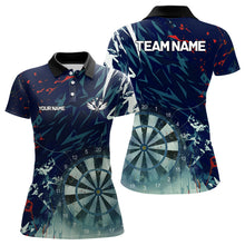 Load image into Gallery viewer, Blue Geometric Darts Shirt With Pocket Option Custom Women&#39;s Darts Jersey TDM5363