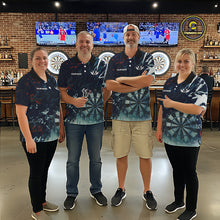 Load image into Gallery viewer, Blue Geometric Darts Shirt With Pocket Option Custom Men&#39;s Darts Jersey TDM5363