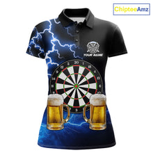 Load image into Gallery viewer, Blue Funny Beer Darts Shirt For Women Custom Lightning Darts Jersey Team Polo &amp; 1/4 Zip TDM5858