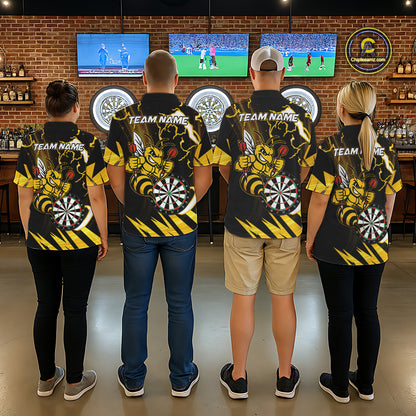Yellow Black Funny Bee Thunder Lightning Darts Shirt For Women Custom Dart Team Jersey Polo, 1/4 Zip TDM6015