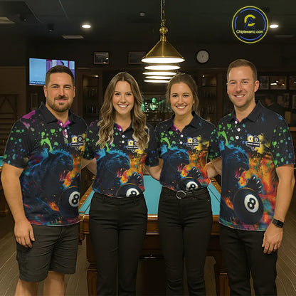 Colorful Splash Panther 8 Ball & 9 Ball Billiard Shirt For Men Custom Funny Pool Team Jersey TDM5381