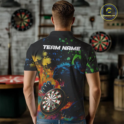 Personalized Colorful Splash Panther Darts Shirt For Men Custom Darts Jersey Team Polo & 1/4 Zip TDM5382