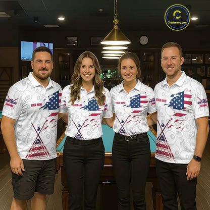 American Flag 8 Ball Billiard Jersey For Men Custom Patriotic Billiard Shirt Team Polo & 1/4 Zip TDM5383