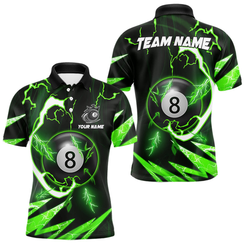 Personalized Green 8 Ball Pool Billiard Shirts For Men Custom Thunder Lightning Pool Jerseys TDM5877