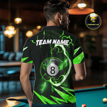 Load image into Gallery viewer, Personalized Green 8 Ball Pool Billiard Shirts For Men Custom Thunder Lightning Pool Jerseys TDM5877