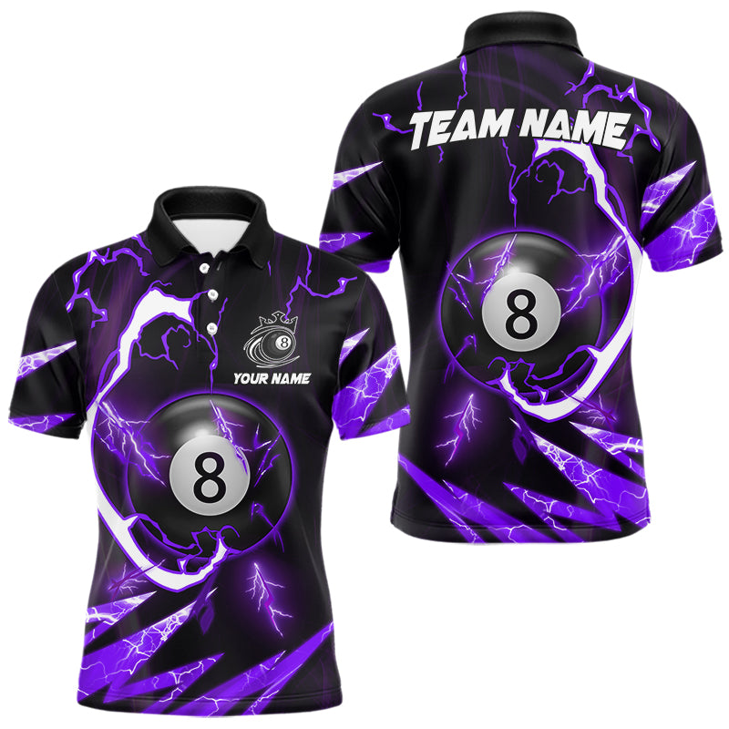 Personalized Purple 8 Ball Pool Billiard Shirts For Men Custom Thunder Lightning Pool Jerseys TDM5878