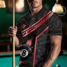 Load image into Gallery viewer, Black And Red 8 Ball Break Glass Billiard Shirt For Men Custom Pool Team Jersey Polo &amp; 1/4 Zip TDM6253