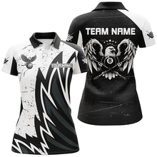 Load image into Gallery viewer, Personalized Grunge Black White Eagle Wings Billiard Shirts For Women, Billiard Jersey Short Sleeves TDM2446