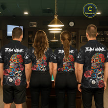 Load image into Gallery viewer, Custom Colorful Sugar Skull Billiard Shirt For Men, 8 Ball Pool Team Jersey Polo &amp; 1/4 Zip TDM6262