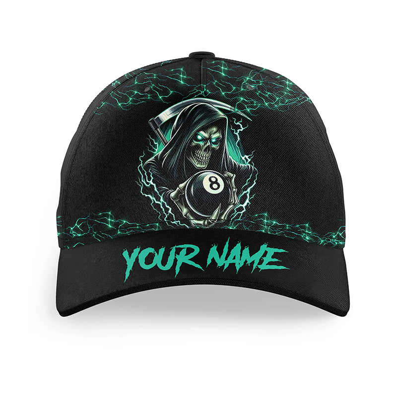 Turquoise Funny Grim Reaper3D Printed Billiard Caps Custom Name 8 Ball Pool Billiard Hats Gifts TDM2158