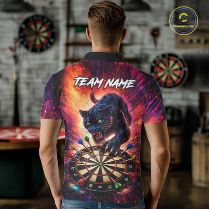 Personalized Colorful Panther Darts Shirt For Men Custom Darts Team Jersey Polo & Quarter Zip TDM5670