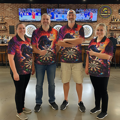 Personalized Colorful Panther Darts Shirt For Men Custom Darts Team Jersey Polo & Quarter Zip TDM5670