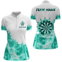 Load image into Gallery viewer, Icy Turquoise Light White Darts Polo &amp; Quarter Zip Custom Dart Shirts For Women Team Darts Jerseys  TDM3682