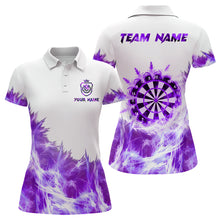 Load image into Gallery viewer, Purple Icy Light White Darts Polo &amp; Quarter Zip Custom Dart Shirts For Women Team Darts Jerseys  TDM3684