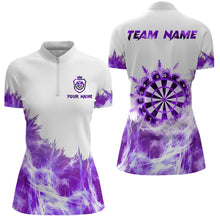 Load image into Gallery viewer, Purple Icy Light White Darts Polo &amp; Quarter Zip Custom Dart Shirts For Women Team Darts Jerseys  TDM3684