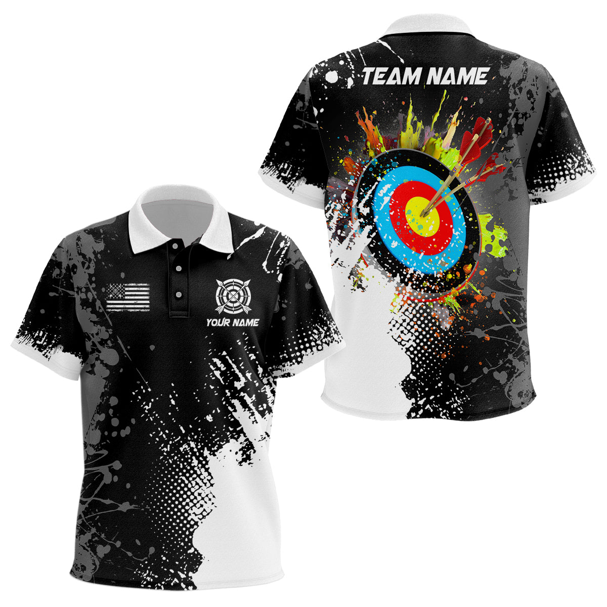 Personalized Paint White 3D Target Archery Kid Polo Shirts, Archery Jerseys Attires TDM1969