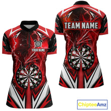 Load image into Gallery viewer, Red Darts Jerseys Custom Thunder Lightning Dragon Dart Shirt Team Polo &amp; Quarter Zip For Women TDM4315