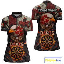Load image into Gallery viewer, Canada Flag 3D Dartboard Fire Flame Custom Eagle Darts Shirt For Women, Patriotic Darts Team Jersey TDM4148