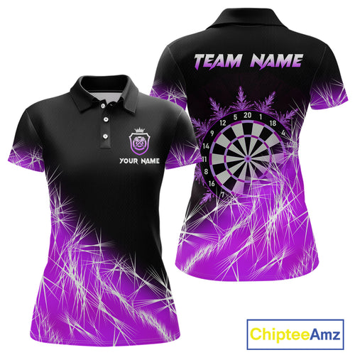 Purple Icy Lights Womens Darts Polo & Quarter Zip Custom Dart Shirts For Team Darts Jerseys Outfit TDM4149